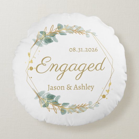 Personalized Engagement Gift Keepsake Rundes Kissen (Vorderseite)