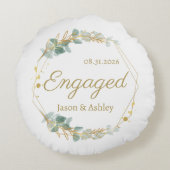 Personalized Engagement Gift Keepsake Rundes Kissen (Rückseite)