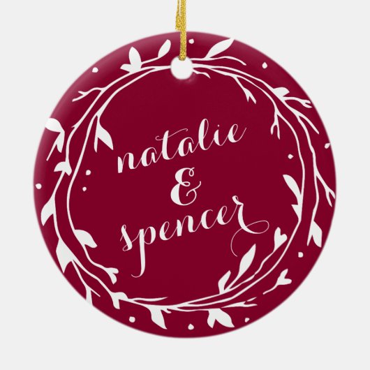 Personalized Engagement Keepsake | Hollyberry Keramikornament (Hinten)