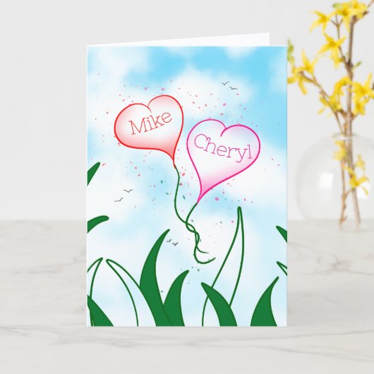 Personalized Entangled Hearts Valentine Card       Karte (Gelbe Blume)