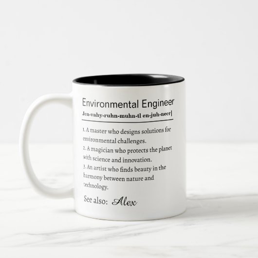 Personalized Environmental Engineer Definition Zweifarbige Tasse (Links)