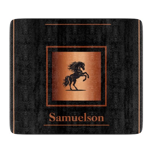Personalized Equestrian Copper-Embellished Schneidebrett (Vorderseite)