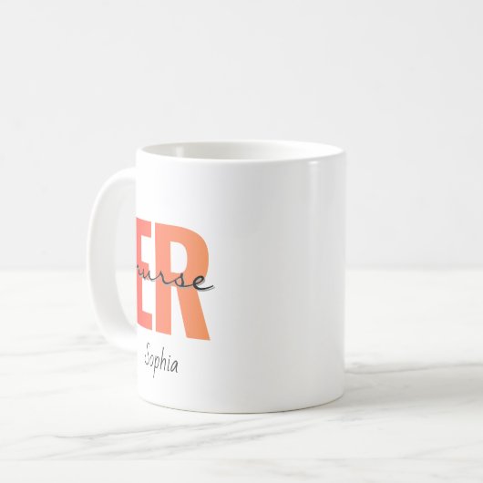 Personalized ER Nurse Bold Typography Kaffeetasse (Vorderseite Links)