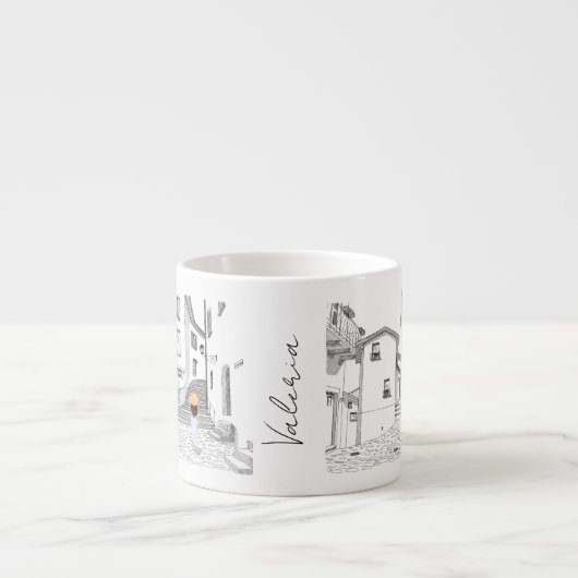 Personalized Espresso Cup with Cityscape Espressotasse (Vorderseite)