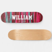 Personalized Est Colorful Abstract Red &Pink Skateboard (Horizontal)