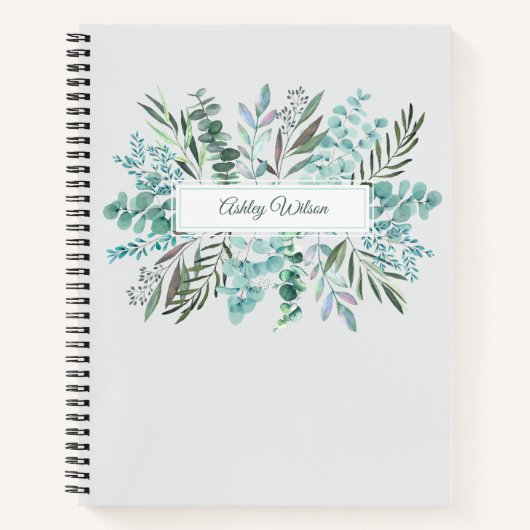 Personalized Eucalyptus Greenery Leaves Notebook Notizblock (Vorderseite)