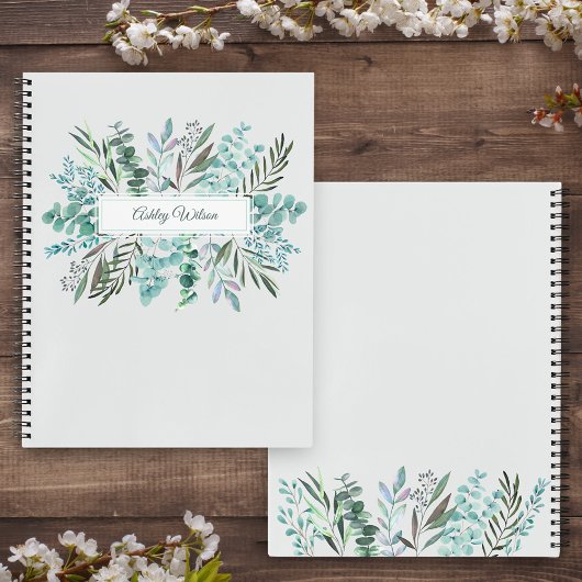 Personalized Eucalyptus Greenery Leaves Notebook Notizblock