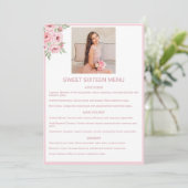 Personalized Event Menu with Photo and Pink Menükarte (Stehend Vorderseite)