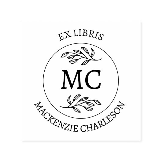 Personalized Ex Libris Library of Monogram Book Permastempel (Design)