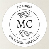 Personalized Ex Libris Monogram Bookplate Runder Aufkleber
