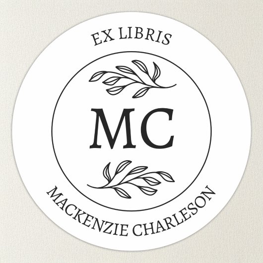 Personalized Ex Libris Monogram Bookplate Runder Aufkleber