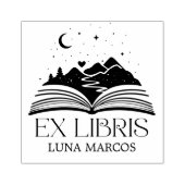 Personalized Ex Libris with a Book and Stars Heart Gummistempel (Prägung)