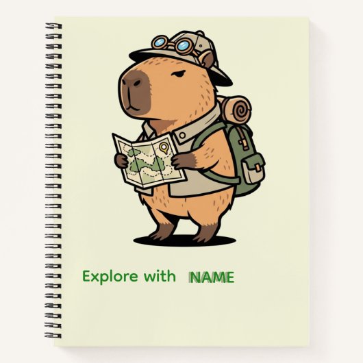 Personalized Explorer Capybara Notebook Notizblock (Vorderseite)