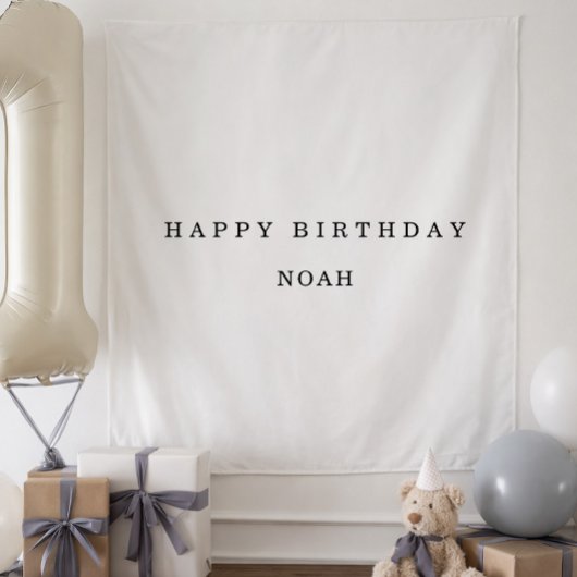 Personalized Fabric Birthday Banner Minimal Wandteppich
