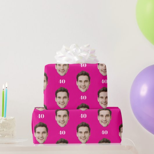 Personalized Face 10th 20th 30th 40 Birthday Party Geschenkpapier (Partygeschenke)
