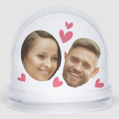 Personalized Face Custom Photo With Heart Couple Schneekugeln (Vorderseite)