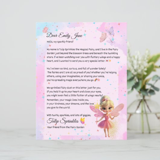 Personalized Fairy Letter for Girls – Custom Name (Stehend Vorderseite)