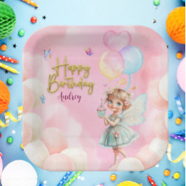 Personalized Fairy Party Paper Plate – Pink & Blue Pappteller