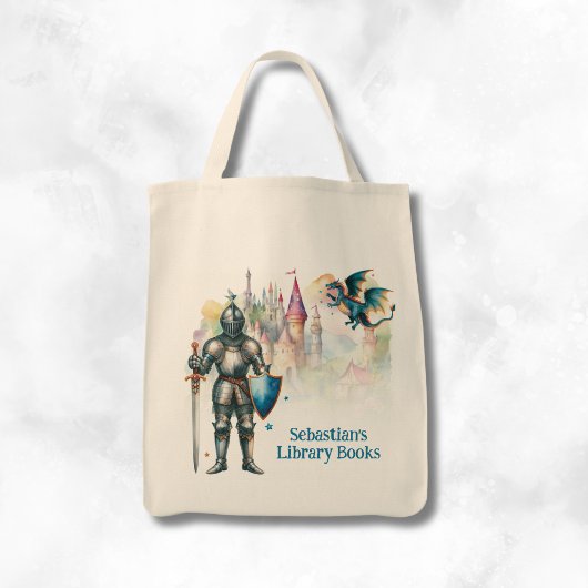 Personalized Fairy Tale Knight Library Book Tragetasche