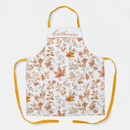 Personalized Fall Autumn Leaves Apron Custom Name Schürze (Vorderseite)