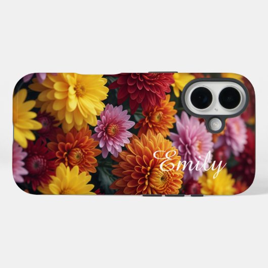 Personalized Fall Blossoms –Tough Case iPhone 16 (Rückseite (Horizontal))