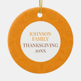 Personalized Fall Family Pumpkin Leaf Pattern Keramik Ornament