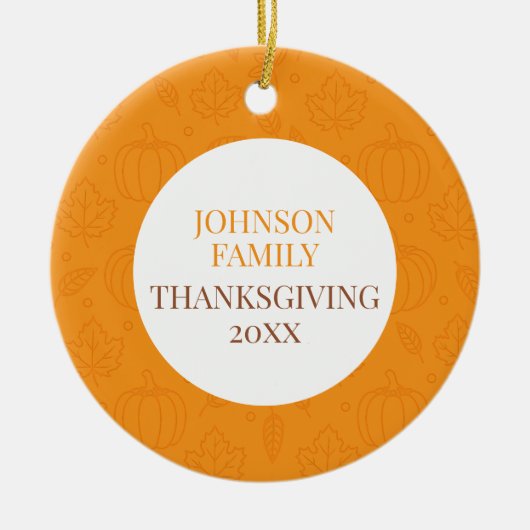 Personalized Fall Family Pumpkin Leaf Pattern Keramik Ornament (Vorne)
