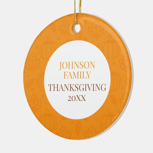 Personalized Fall Family Pumpkin Leaf Pattern Keramik Ornament (Links)