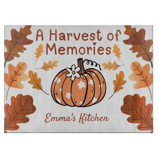 Personalized Fall Glass Cutting Board Schneidebrett (Vorderseite)