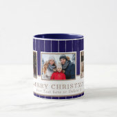 Personalized Family 3 Photo Collage Christmas Tasse (Zentrum)