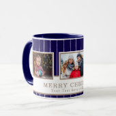 Personalized Family 3 Photo Collage Christmas Tasse (Vorderseite Links)