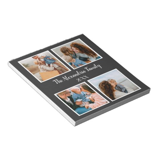 Personalized family 4 photo collage template notizblock (angewinkelt)
