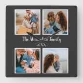 Personalized family 4 photo collage template quadratische wanduhr (Vorderseite)