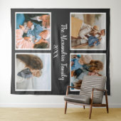 Personalized family 4 photo collage template wandteppich (Beispiel (Horizontal))