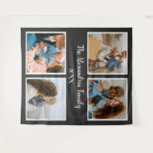 Personalized family 4 photo collage template wandteppich (Vorderseite (Horizontal))