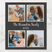 Personalized family 4 photo collage template weinetikett (Einzelnes Label)
