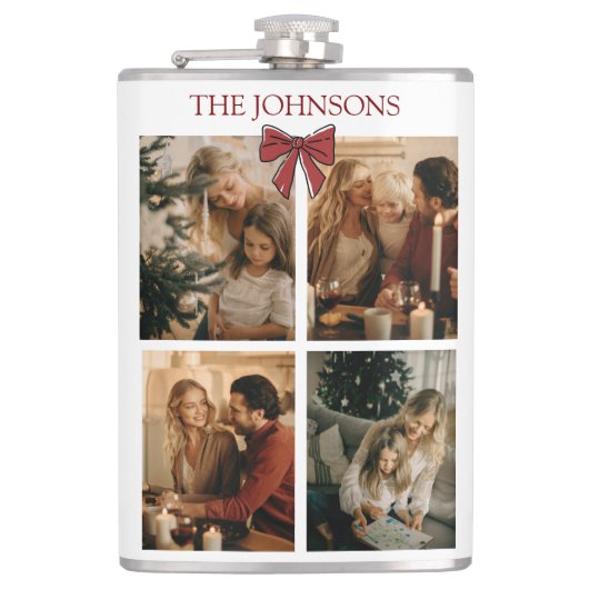 Personalized Family Christmas Photo Collage Flask Flachmann (Vorderseite)