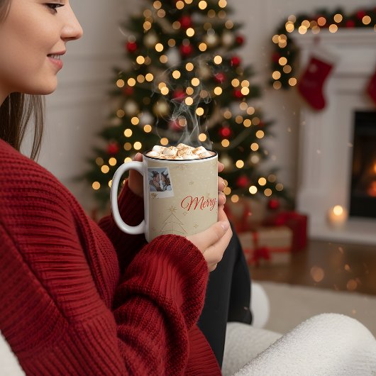 “Personalized Family Christmas Photo Mug” Zweifarbige Tasse