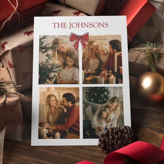 Personalized Family Christmas Photos Collage Card Postkarte