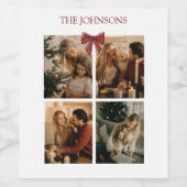 Personalized Family Christmas Photos Wine Label Weinetikett (Einzelnes Label)