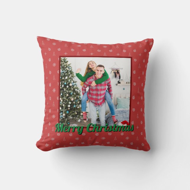 Personalized Family Christmas Stylish Photo Kissen (Vorderseite)