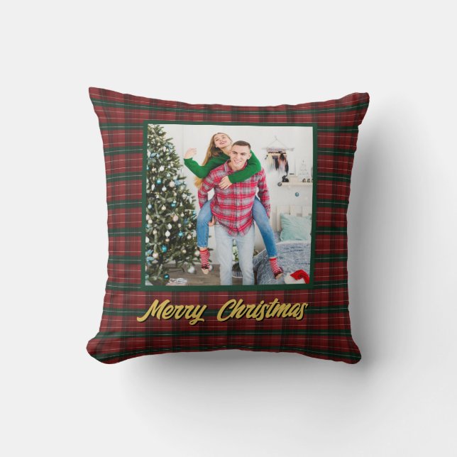 Personalized Family Christmas Stylish Photo Kissen (Vorderseite)