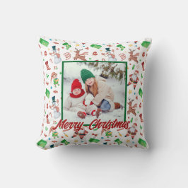 Personalized Family Christmas Stylish Photo Kissen
