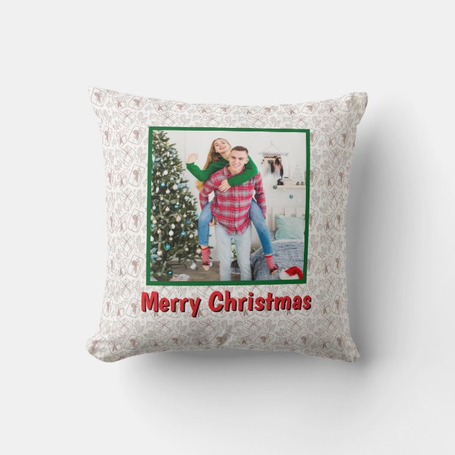 Personalized Family Christmas Stylish Photo Kissen (Vorderseite)