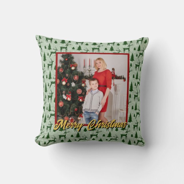 Personalized Family Christmas Stylish Photo Kissen (Vorderseite)