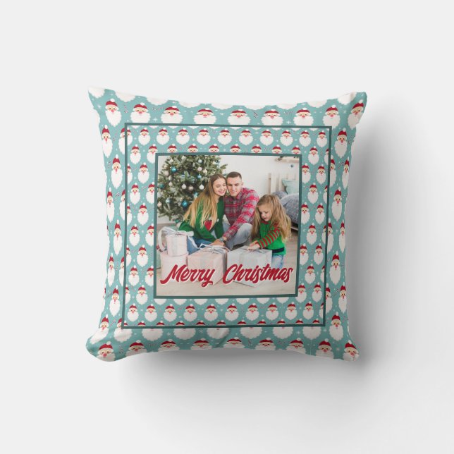 Personalized Family Christmas Stylish Photo Kissen (Vorderseite)
