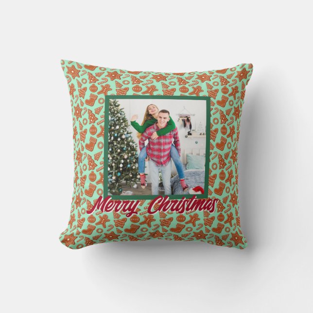 Personalized Family Christmas Stylish Photo Kissen (Vorderseite)