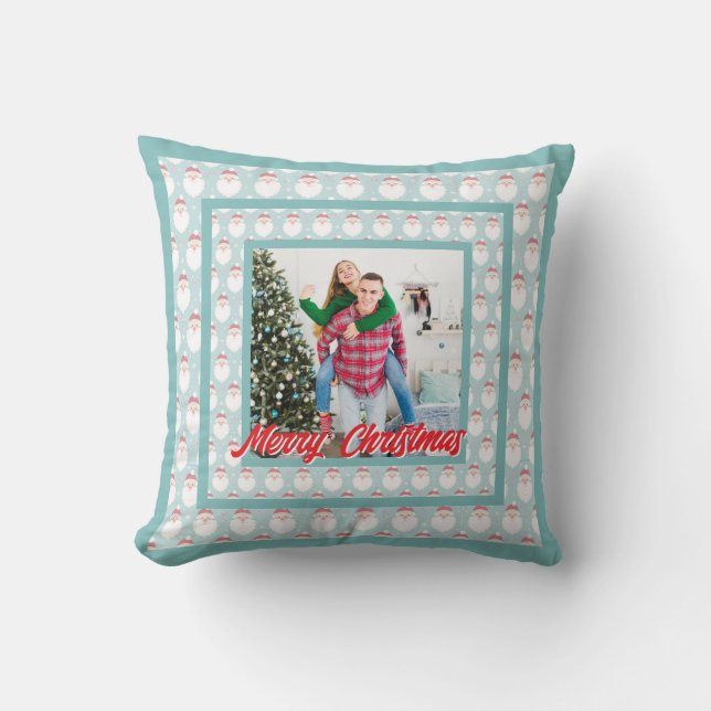 Personalized Family Christmas Stylish Photo Kissen (Vorderseite)