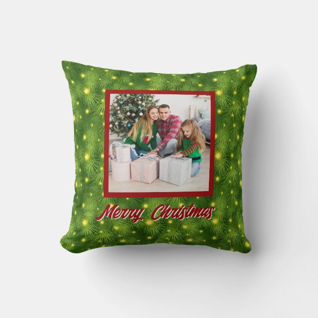 Personalized Family Christmas Stylish Photo Kissen (Vorderseite)