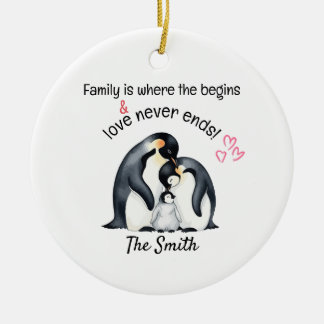 Personalized Family Is Where Love Never Ends Keramik Ornament